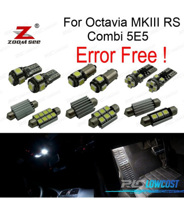 KIT 17 AMPOULES LED INTÉRIEUR POUR SKODA OCTAVIA MK 3 MKIII RS COMBI 5E5 BREAK 2013+