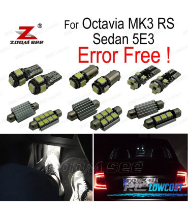KIT 16 AMPOULES LED INTÉRIEUR POUR SKODA OCTAVIA 3 MK3 MKIII 5E3 BERLINE RS 2013+