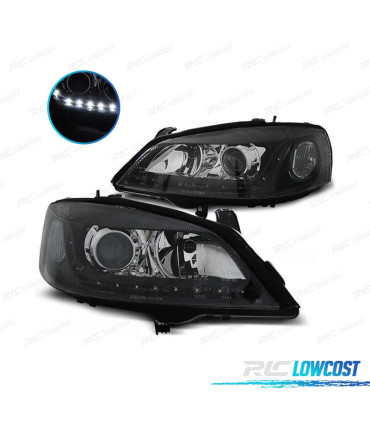 PHARES DIURNES LED POUR OPEL ASTRA G 97-04 FOND NOIR