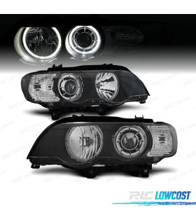 PHARES LED ANGEL EYES BMW X5 E53 00-03 FOND NOIR