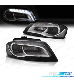PHARES AUDI A3 8P 08-12 DAYLIGHT TRU DRL FOND NOIR