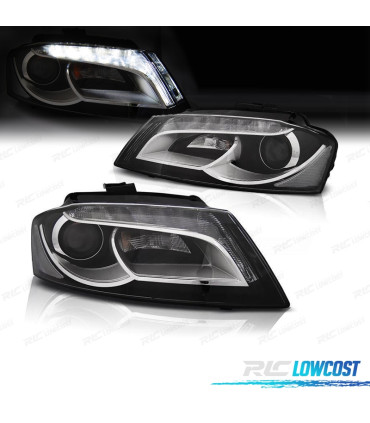 PHARES AUDI A3 8P 08-12 DAYLIGHT TRU DRL FOND NOIR