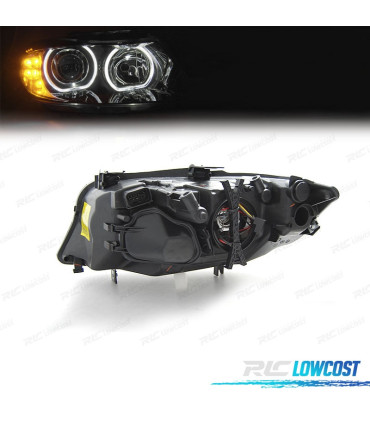 PHARES BMW E90 E91 LCI 08-12 ANGEL EYES LED CLIGNOTANT FOND NOIR