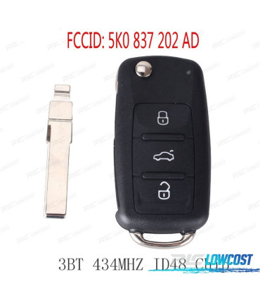 KIT CLÉS COMPLET VOLKSWAGEN VW SEAT SKODA DIVERS MODÈLES 3 BOUTONS