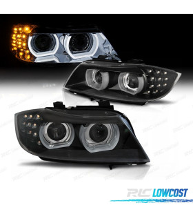 PHARES XÉNON ANGEL EYES 3D BMW E90 E91 08-12 FOND NOIR