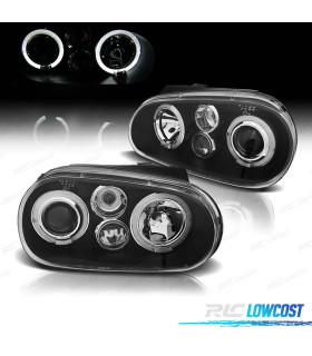 PHARES VOLKSWAGEN VW GOLF IV 4 97-03 LOOK R32 ANGEL EYES LED FOND NOIR