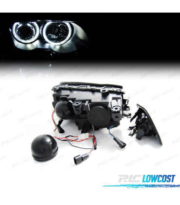 PHARES BMW E46 4P 98-01 ANGEL EYES CCFL NOIR H7 H7