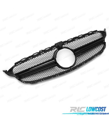 GRILLE MERCEDES W205 14-18 LOOK AMG C63 CAMÉRA NOIR BRILLANT