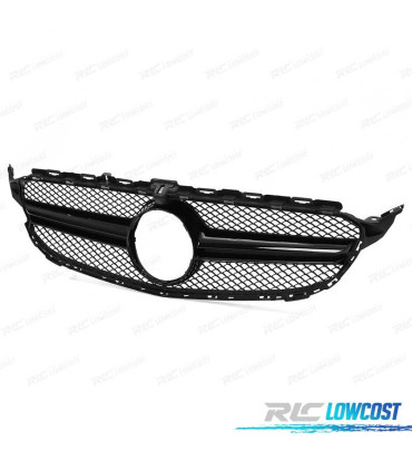 GRILLE MERCEDES W205 14-18 LOOK AMG C63 CAMÉRA NOIR BRILLANT