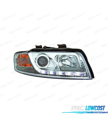 PHARES DAYLIGHT AUDI A4 BERLINE AVANT 00-04 FOND CHROMÉ