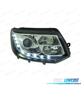 PHARES POUR VOLKSWAGEN VW T5 MULTIVAN CARAVELLE 09-15 CHROMÉ NOIR