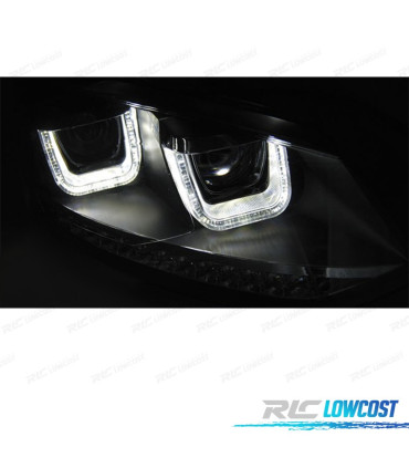 PHARES POUR VOLKSWAGEN VW POLO 6R 09-14 U-TYPE CLIGNOTANTS DYNAMIQUES LED NOIR