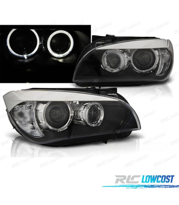 PHARES BMW X1 09- ANGEL EYES LED FOND NOIR