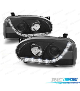 PHARES LED DAYLIGHT VOLKSWAGEN VW GOLF 3 MKIII 91-97 FOND NOIR