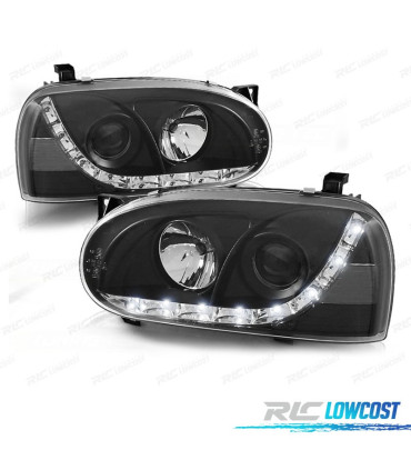 PHARES LED DAYLIGHT VOLKSWAGEN VW GOLF 3 MKIII 91-97 FOND NOIR