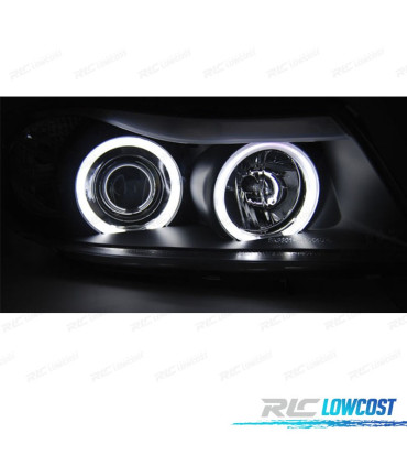 PHARES BMW E90 E91 05-08 ANGEL EYES CCFL FOND NOIR