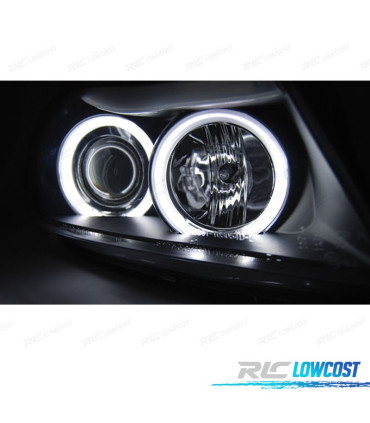 PHARES BMW E90 E91 05-08 ANGEL EYES CCFL FOND NOIR