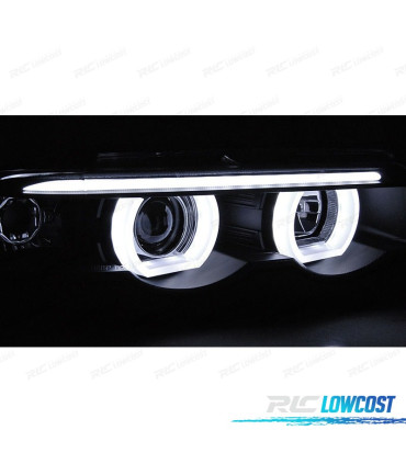 PHARES POUR BMW E38 94-01 ANGEL EYES LED NOIR