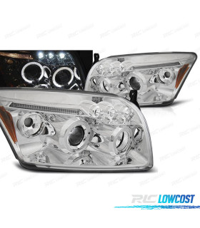 PHARES POUR DODGE CALIBER 06-12 ANGEL EYES LED CHROMÉ