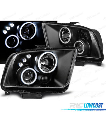 PHARES POUR FORD MUSTANG 04-09 ANGEL EYES LEDS NOIR