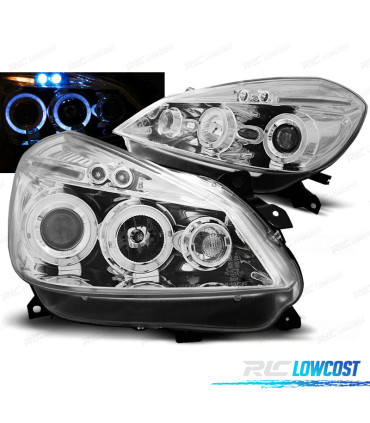 PHARES POUR RENAULT CLIO 3 05-09 ANGEL EYES CHROMÉ