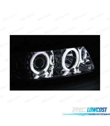 PHARES SEAT LEON TOLEDO 99-04 ANGEL EYES CCFL DAYLIGHT FOND CHROMÉ