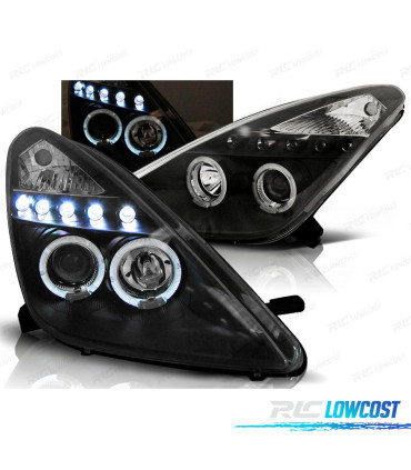 PHARES POUR TOYOTA CELICA T23 99-05 LED ANGEL EYES NOIR