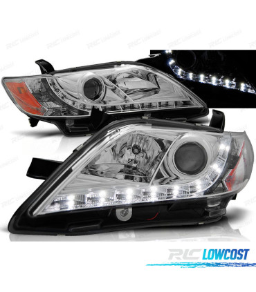 PHARES POUR TOYOTA CAMRY 6 XV40 06-09 DAYLIGHT LED CHROMÉ