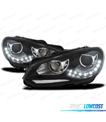 PHARES VOLKSWAGEN VW GOLF MK6 08-12 FOND NOIR DRL