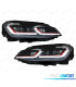 PHARES VOLKSWAGEN VW GOLF 7 12-17 LOOK 7.5 GTI DRL DINAMIQUES ROUGE NOIR