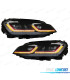 PHARES VOLKSWAGEN VW GOLF 7 12-17 LOOK 7.5 GTI DRL DINAMIQUES ROUGE NOIR