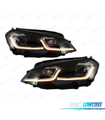 PHARES VOLKSWAGEN VW GOLF 7 12-17 DRL DYNAMIQUES NOIR LOOK 7.5 R LINE