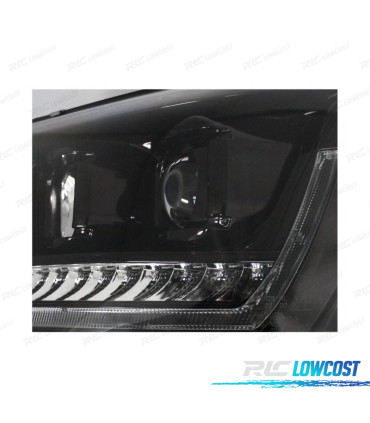 PHARES VW T5 GP 09-14 DRL + CLIGNOTANTS LED DYNAMIQUES NOIR PIANO