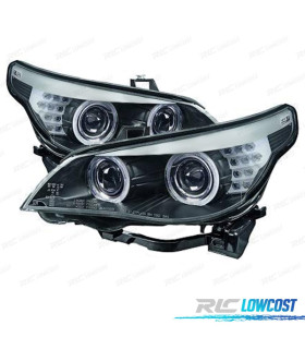 PHARES BMW E60 E61 07-10 ANGEL EYES LED NOIR