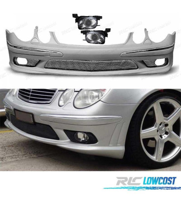 PARE-CHOCS AVANT MERCEDES W211 02-06 LOOK AMG + ANTI-BROUILLARDS ABS