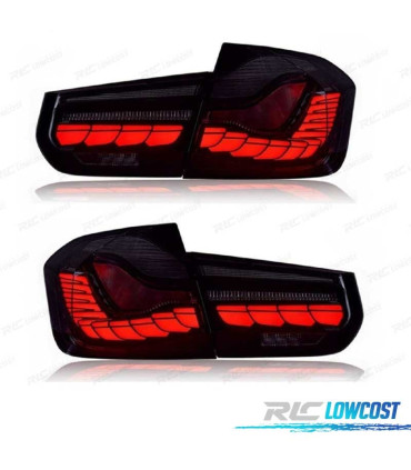 FEUX ARRIÈRE BMW F30 LIGHT BAR OLED FULL LED ROUGE FUMÉ