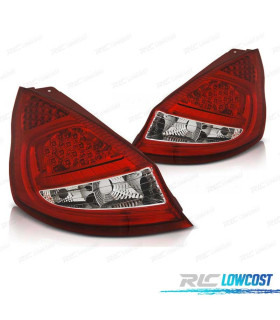 FEUX ARRIÈRE POUR FORD FIESTA MK7 08-12 LED ROUGE CHROMÉ