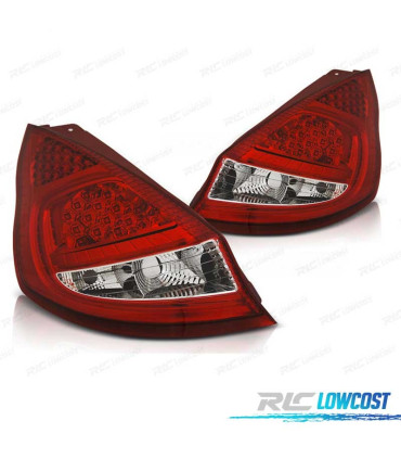 FEUX ARRIÈRE POUR FORD FIESTA MK7 08-12 LED ROUGE CHROMÉ