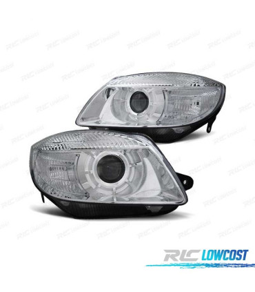 PHARES POUR SKODA FABIA ROOMSTER 06-10 CHROMÉ H7
