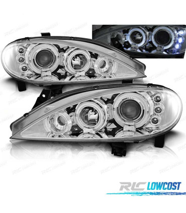 PHARES RENAULT MEGANE 99-02 ANGEL EYES FOND CHROMÉ