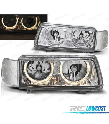 PHARES VOLKSWAGEN VW PASSAT 93-96 ANGEL EYES FOND CHROMÉ