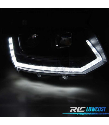 PHARES VOLKSWAGEN VW T5 MULTIVAN CARAVELLE 10-15 LOOK T6 DRL LED NOIR