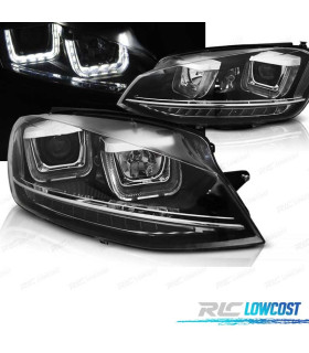 PHARES VOLKSWAGEN VW GOLF 7 12-17 U-TYPE DRL DYNAMIQUES NOIR