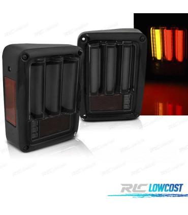 FEUX ARRIÈRE POUR JEEP WRANGLER JK 07-18 LED BAR NOIR FUMÉ