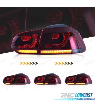 FEUX ARRIÈRE VOLKSWAGEN VW GOLF 6 FULL LED ROUGE FUMÉ
