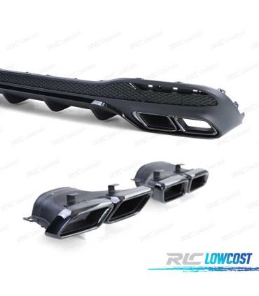 DIFFUSEUR MERCEDES GLE W166 SUV 15- NOIR BRILLANT + EMBOUTS D'ÉCHAPPEMENT NOIRS