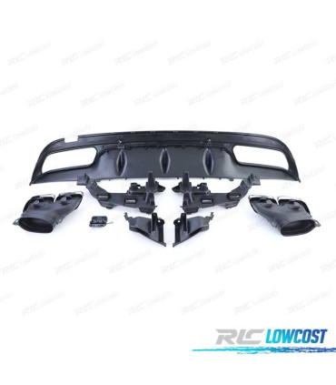 DIFFUSEUR MERCEDES CLASSE C W205 BERLINE 14-18 LOOK AMG C63 NOIR MAT + SORTIES D'ÉCHAPPEMENT