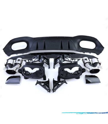 DIFFUSEUR MERCEDES CLASSE A W177 18- LOOK AMG A45 NOIR BRILLANT + EMBOUT D'ÉCHAPPEMENT