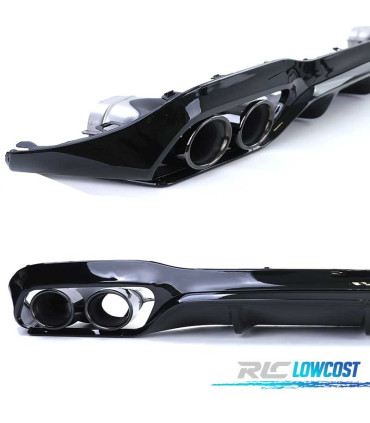 DIFFUSEUR MERCEDES CLASSE E W213 SEDAN 16-19 LOOK AMG E53 NOIR BRILLANT + SORTIES D'ÉCHAPPEMENT