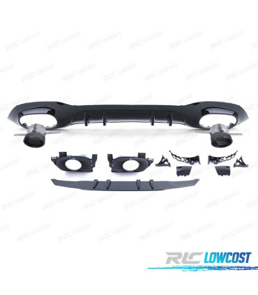 DIFFUSEUR MERCEDES CLASSE A W177 18- LOOK AMG NOIR BRILLANT + EMBOUTS D'ÉCHAPPEMENT